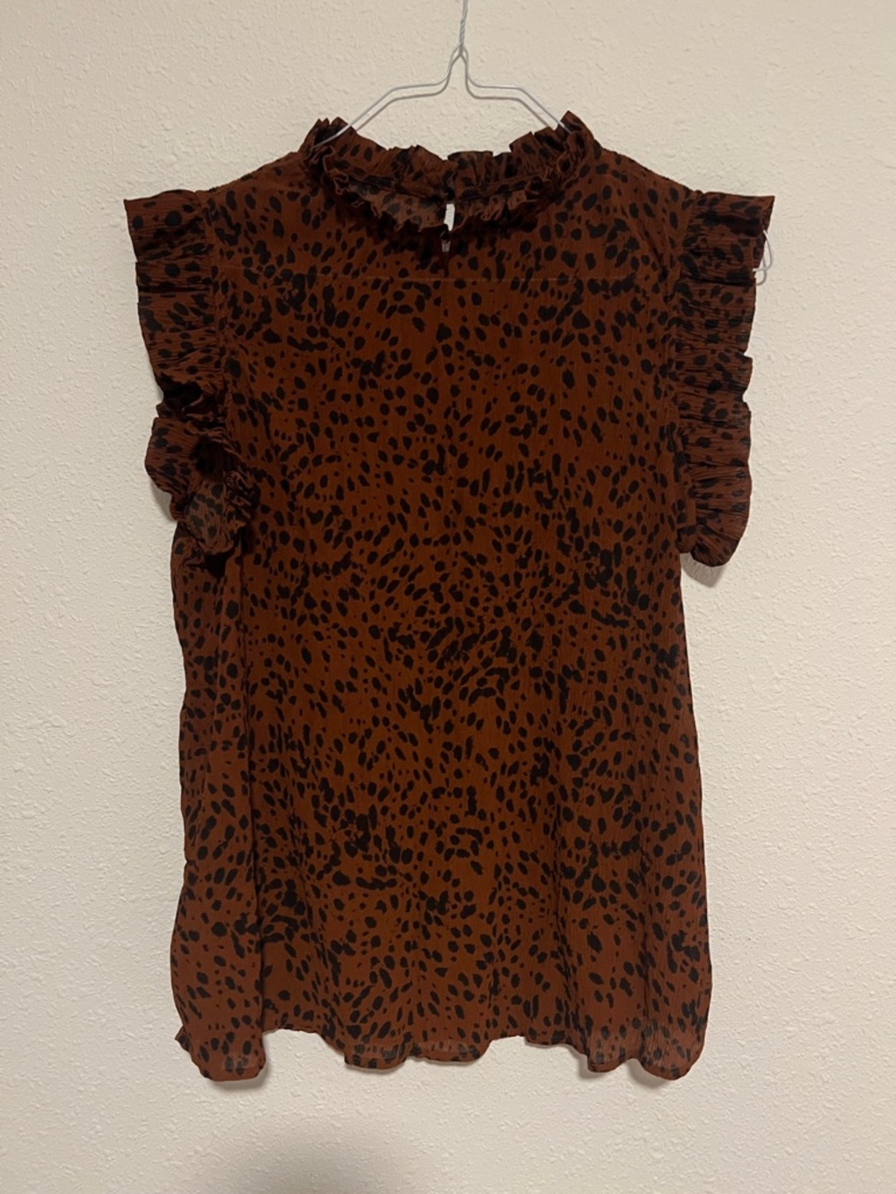 Brown Ruffle Sleeve Blouse - Women Tops